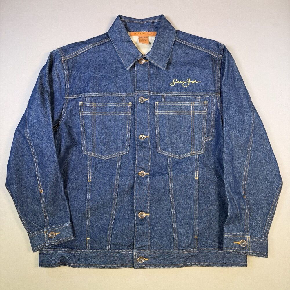 Vintage Sean John Denim Jacket Men’s Large Blue Hip Hop Rap Set Trucker EUC